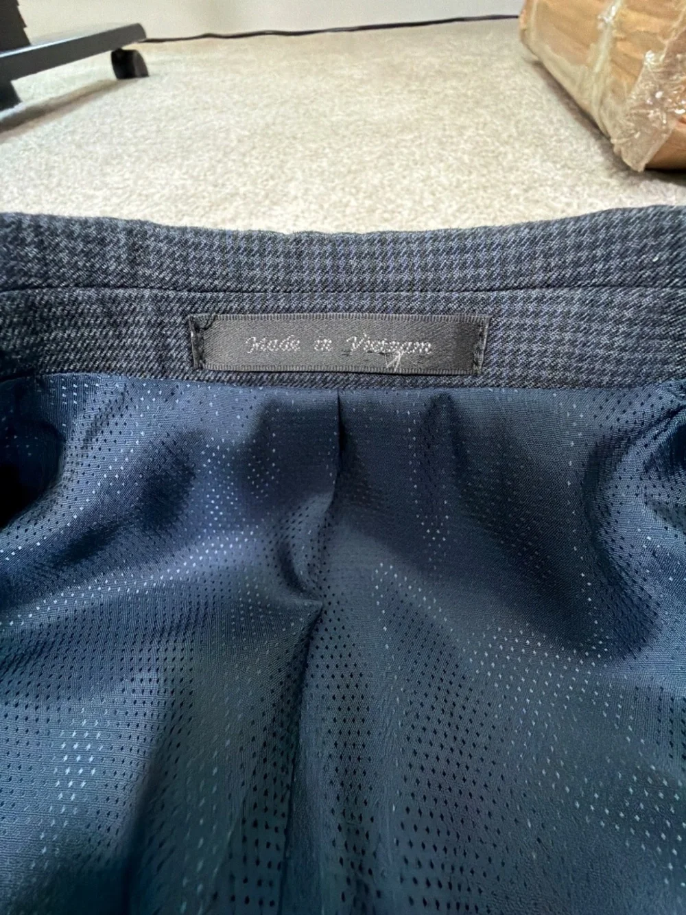 Michael Kors Navy Mini Houndstooth Blazer 36S